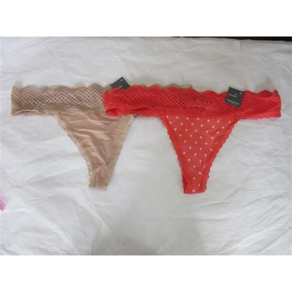 NWT 2 Parisian XL Lace Waist Thong Panty WM1940 99903